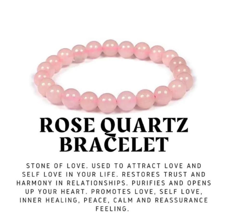 Authentic rose quartz crystal bracelet soft pink polished beads