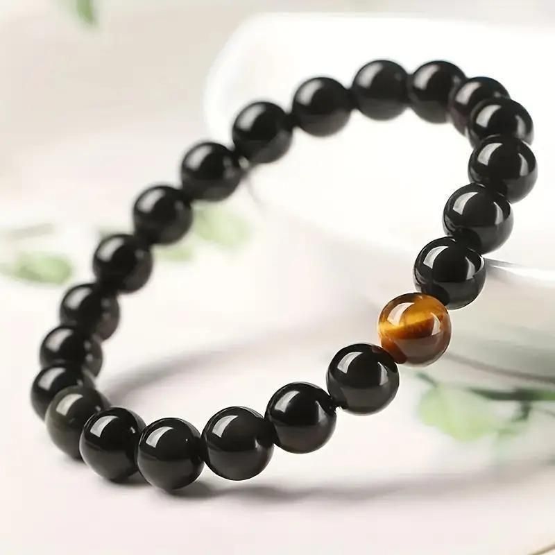 Black tourmaline crystal bracelet for negativity protection