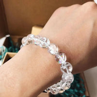 High-quality clear quartz bracelet with smooth round beads