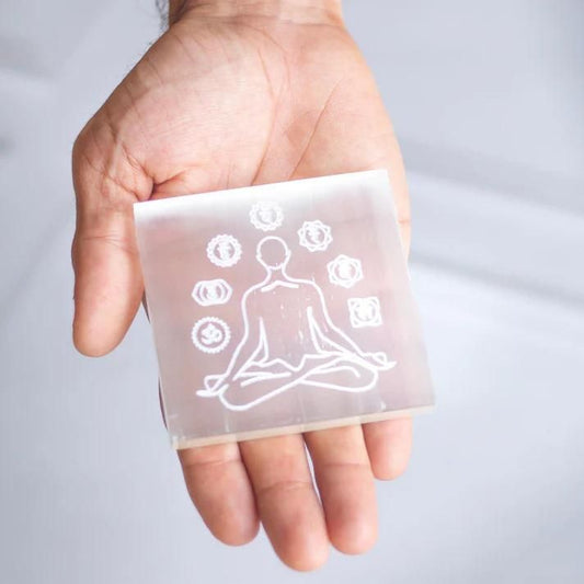 Natural raw selenite plate with white crystal surface for energy purification