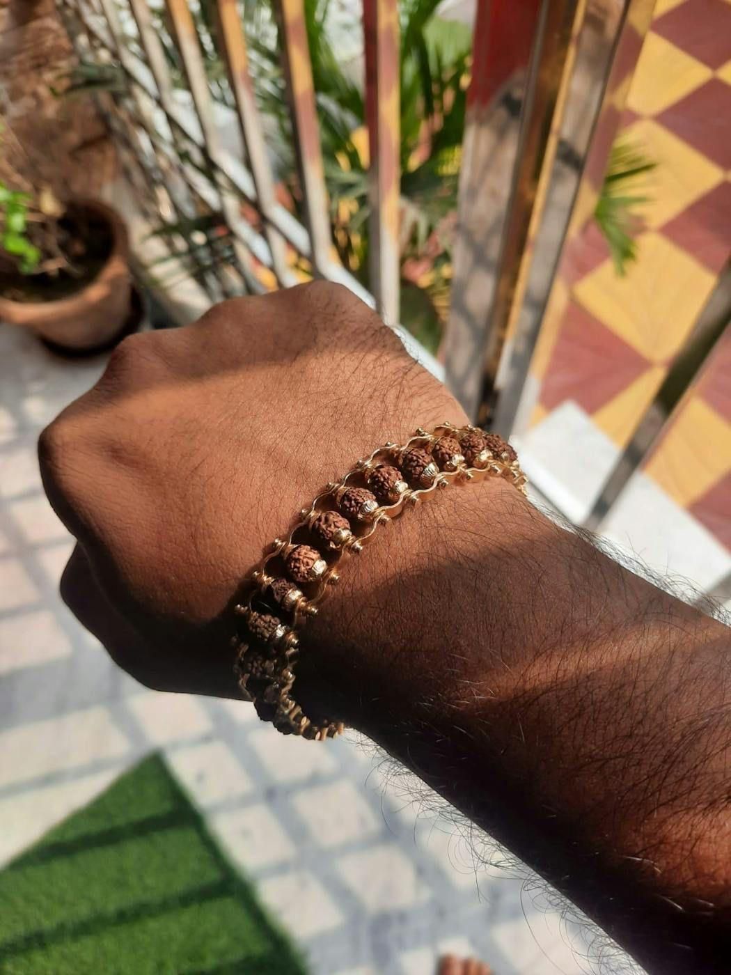 Natural rudraksha beads bracelet for energy balance and protection