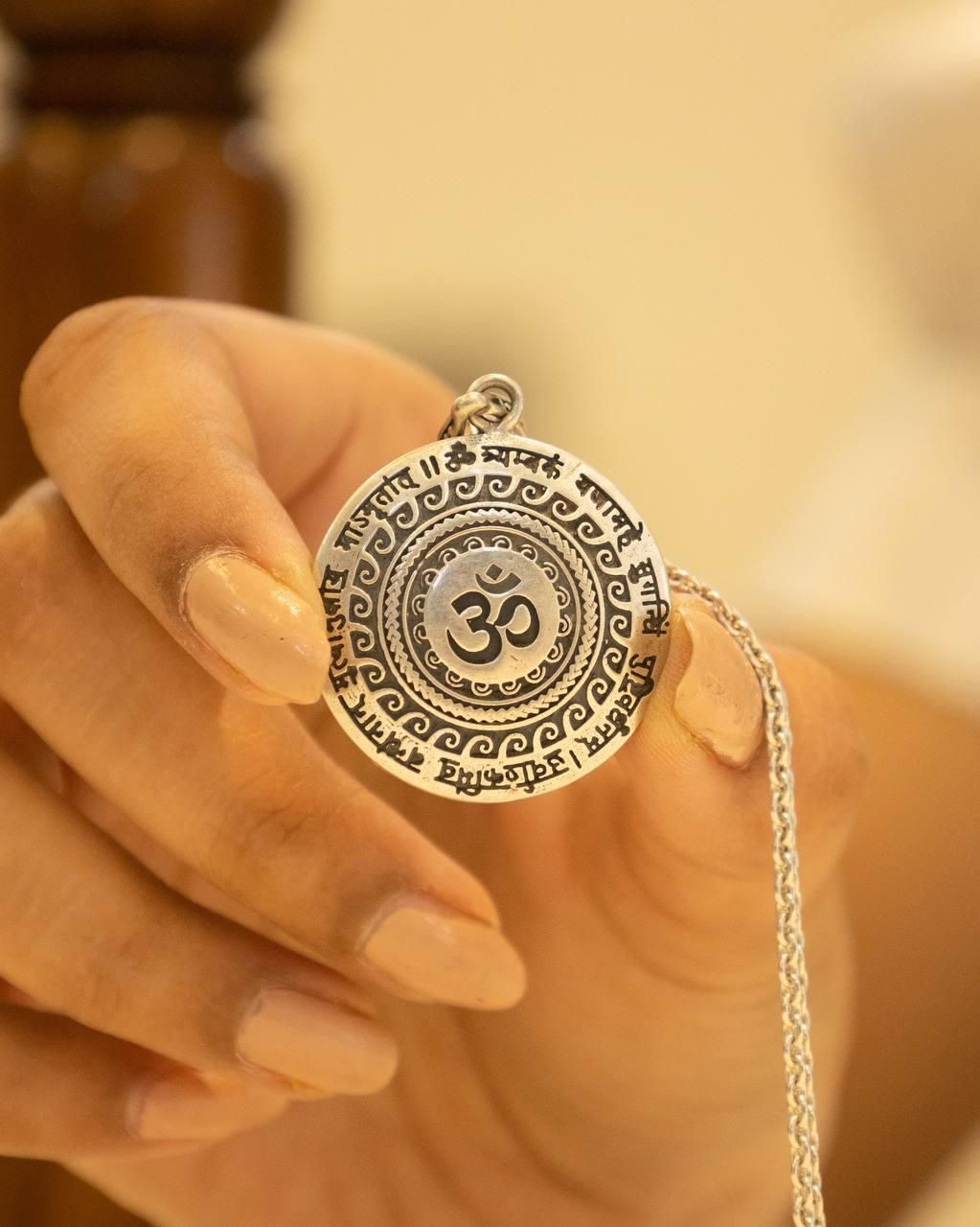 Om ka locket with sacred symbol for positive energy and balance