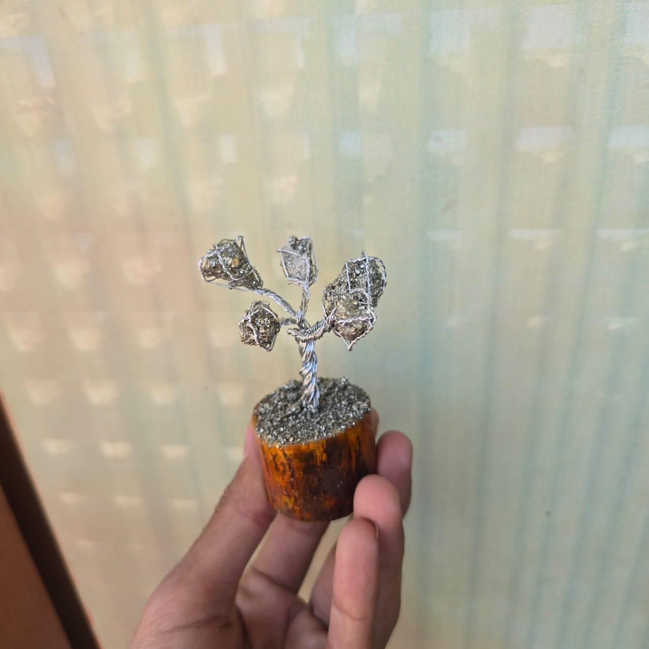 Premium pyrite bonsai tree close-up detailing
