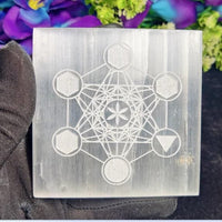 Raw selenite crystal slab with smooth polished finish