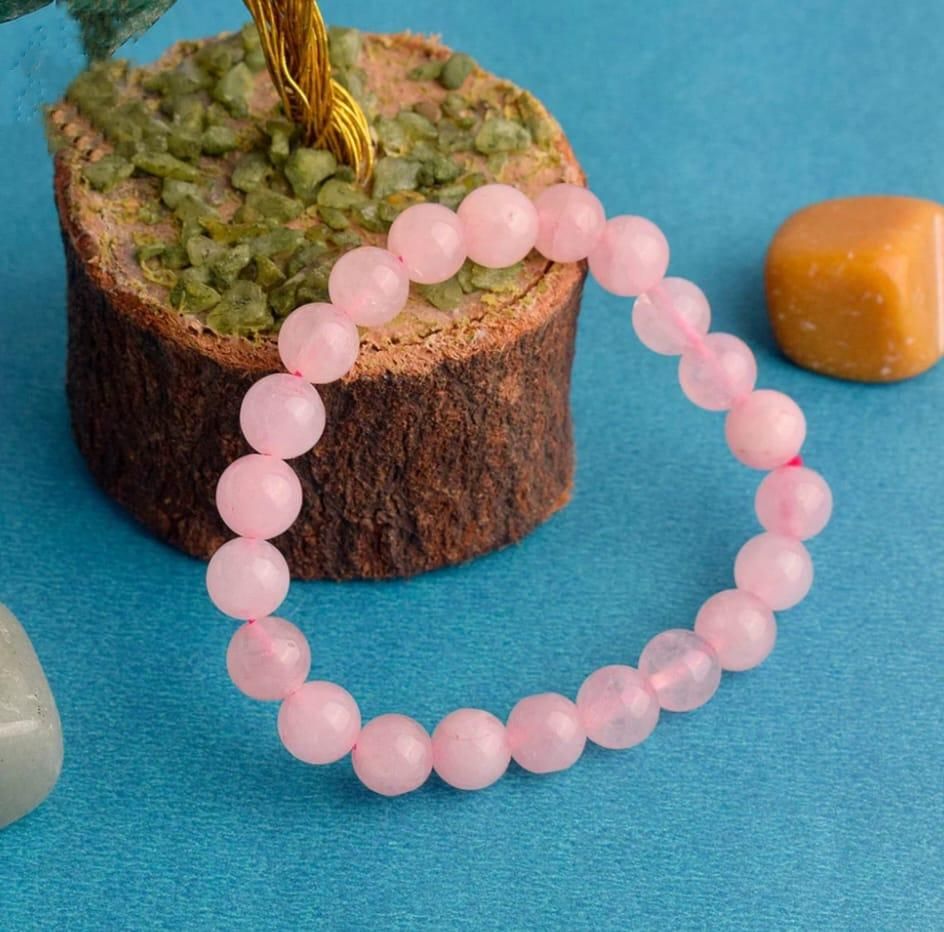 Real rose quartz bracelet natural crystal beads for love and healing