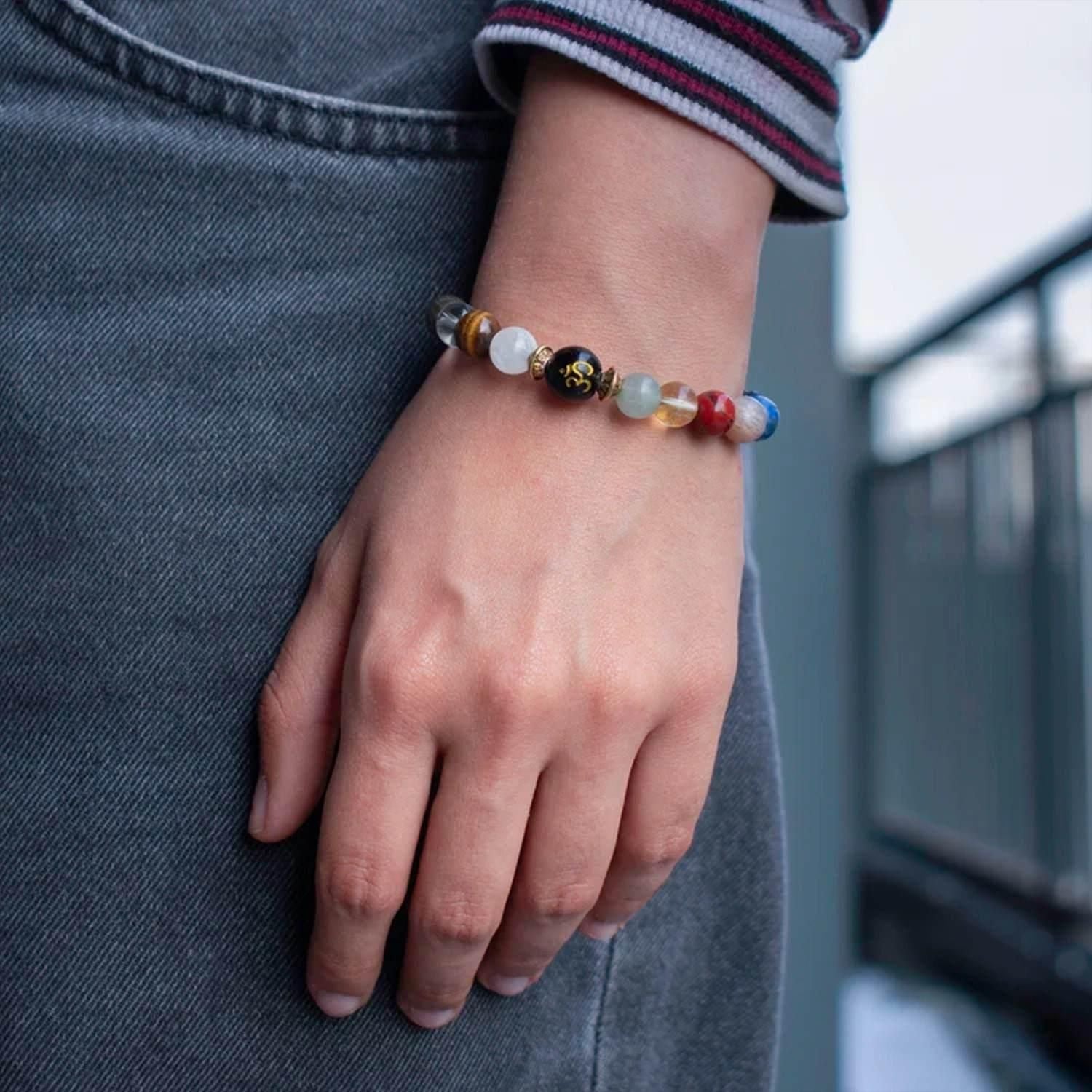 authentic volcanic lava stone bracelet on wrist