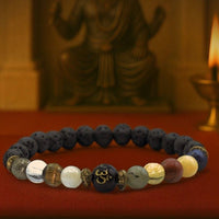 black lava stone bracelet for men close-up view