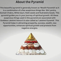 crystal wealth pyramid with gomati chakra and shree yantra design