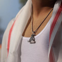 detailed Hanuman engraving on silver locket for men