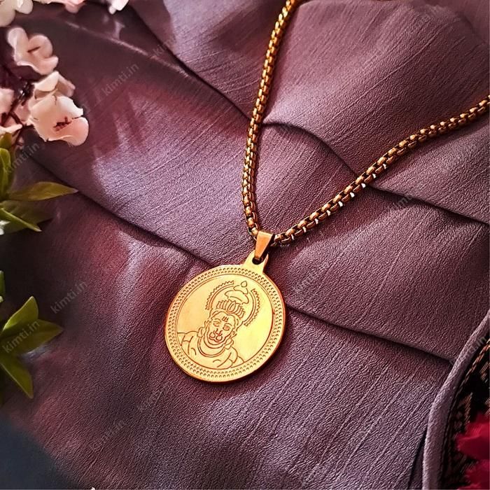hanuman locket gold pendant detailed design front view
