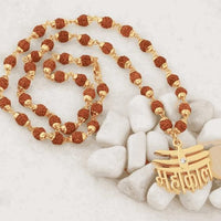 premium rudraksha mala with shiv locket in gold spiritual jewellery