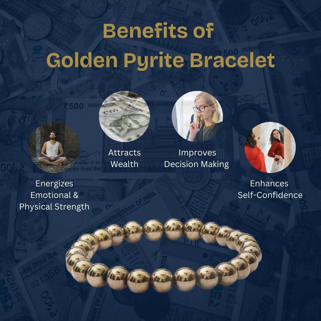 pyrite bracelet for women for confidence and financial growth